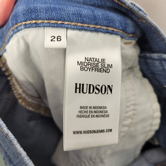 Hudson Women's Natalie Midrise Slim Boyfriend Cuffed Medium Wash Jeans Size 26 - Picture 9 of 14